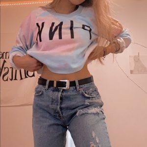 PINK long sleeve crop top